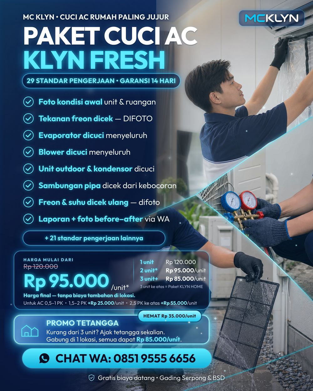 Poster paket cuci AC KLYN FRESH