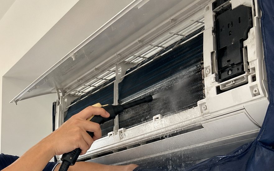 Evaporator dicuci menyeluruh dengan tekanan terkontrol